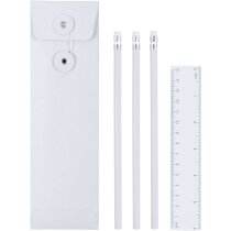 Estuche de cuatro piezas con regla blanco