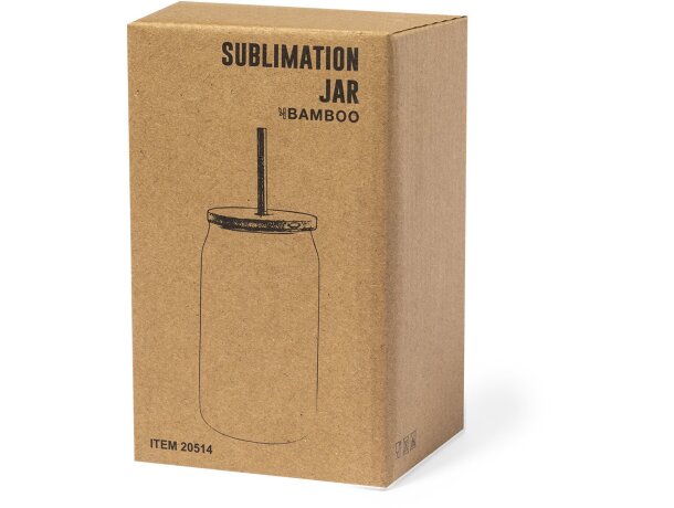 Tarro Fonix cristal mate con tapa bambú 400ml y pajita acero detalle 5