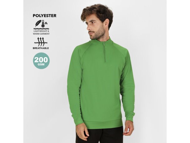 Sudadera técnica Brewer con interior brushed y media cremallera detalle 1