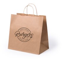 Bolsa de papel kraft personalizada con fuelle y asas reforzadas para regalo