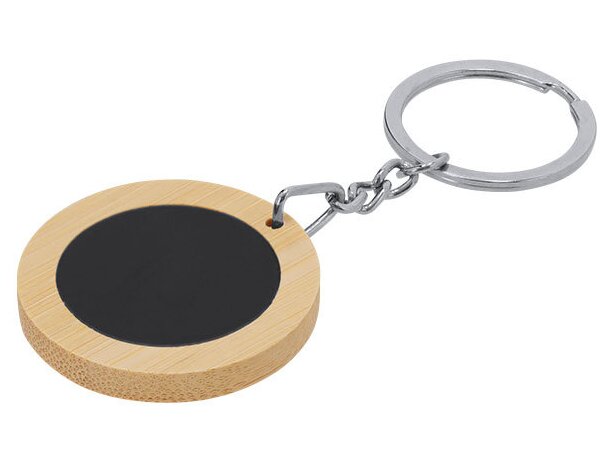 Llavero Khozax bambú metal acabado espejo grabado láser detalle 5