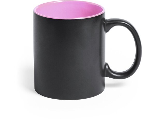 Taza cerámica negro y color rosa personalizada
