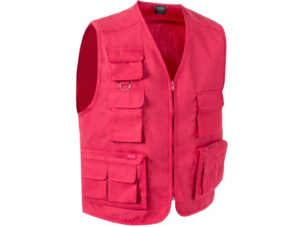 Chaleco de caza multibolsillos rojo personalizada