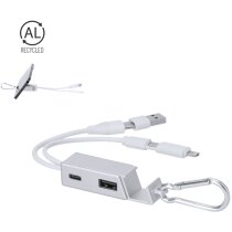 Cargador USB Leony aluminio reciclado con mosquetón