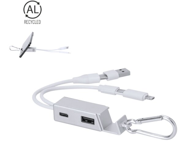 Puerto USB cargador Leony aluminio reciclado certificado GRS detalle 1