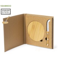 Set de cortar queso de bambú con tabla redonda