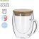 Taza térmica Helmar de cristal borosilicato con tapa de bambú detalle 1
