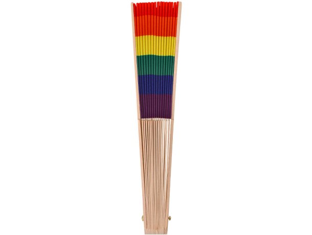 Abanico plegable Prokip con varillas de madera y tela multicolor detalle 4