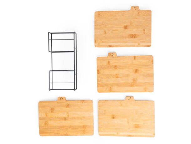 Set tablas corte bambú Sendak con cesta organizadora detalle 3