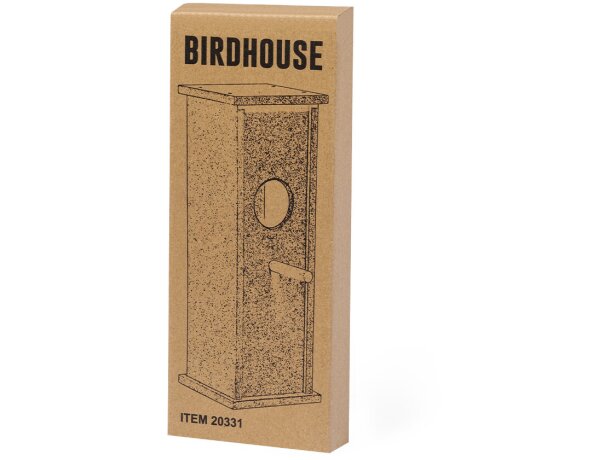 Caseta para pájaros Fenyx de madera natural colgante detalle 4