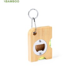 Llavero abridor de bambú multifunción en caja kraft