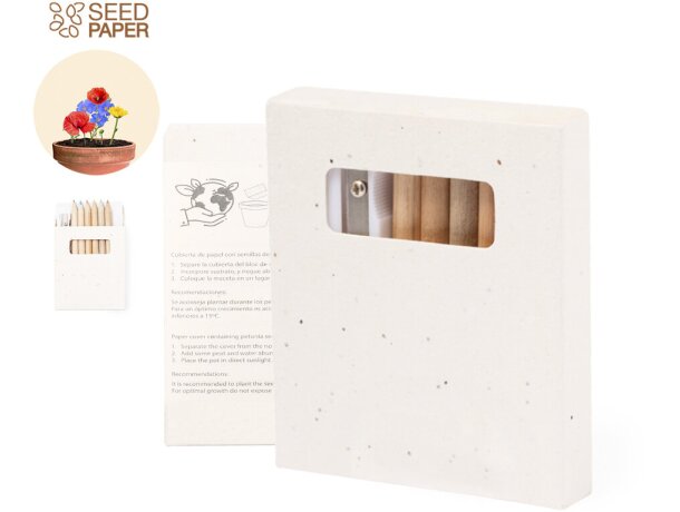 Set semillas Elaris con lápices y papel plantable petunia detalle 1