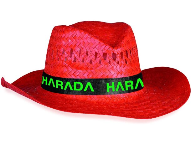 Sombrero de colores en paja Splash personalizado rojo