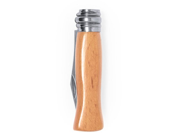 Navaja personalizada empuñadura de madera de acero Hokem detalle 3