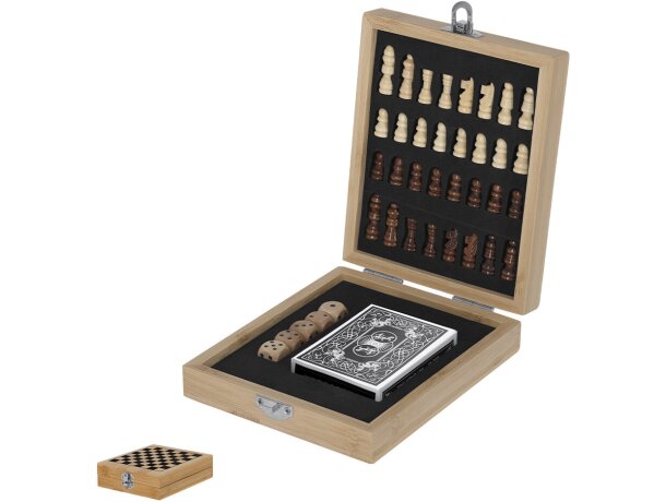 Set juegos Londox bambú con ajedrez dados y póker detalle 1