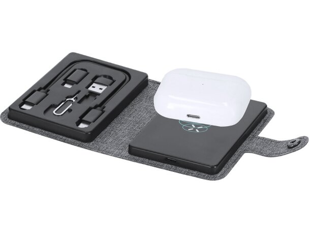 Cargador inalámbrico Zakary 15W con conexión múltiple RPET detalle 5