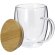 Taza térmica Helmar de cristal borosilicato con tapa de bambú detalle 3