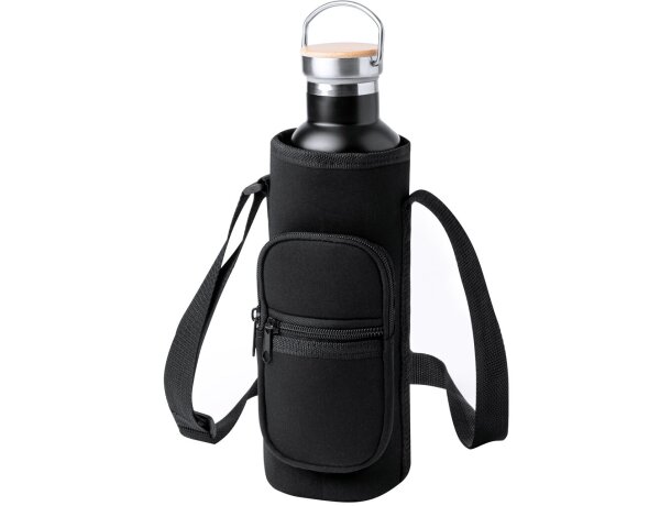 Porta bidón con logo con bolsillo para botellas de tamaños variados en softshell Rafle detalle 2