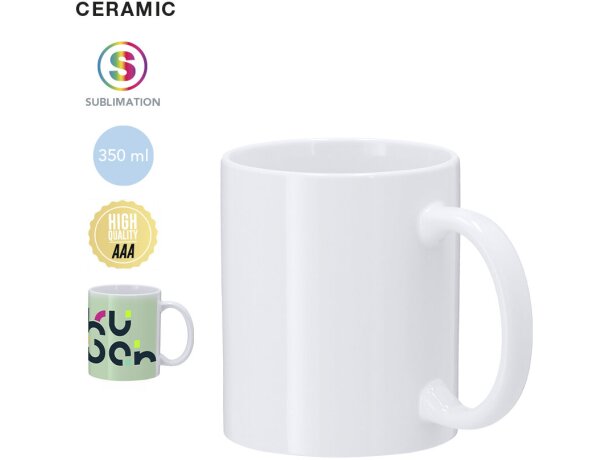 Taza Werdan cerámica 350ml para sublimación profesional detalle 1