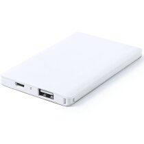 Power bank plano blanco con logo blanco Power bank plano blanco con logo blanco