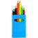 Caja de lápices redondos de colores azul