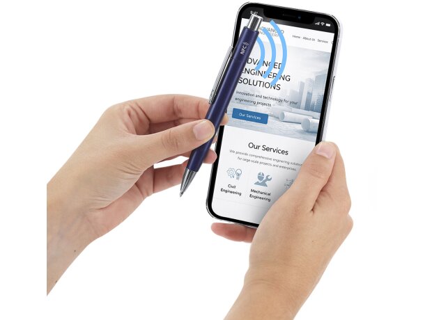 Bolígrafo NFC Pindar de aluminio con grabado personalizado detalle 3