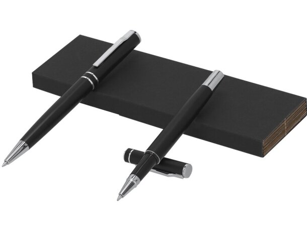 Set Yonder bolígrafo y roller aluminio reciclado negro mate detalle 2