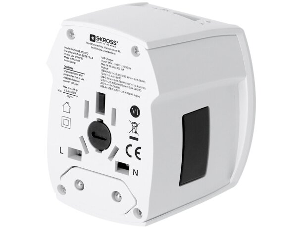 Adaptador viaje universal Skross Muv Usb 30w Pd blanco detalle 4