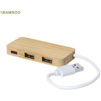 Hub USB Norman bambú natural con tres puertos