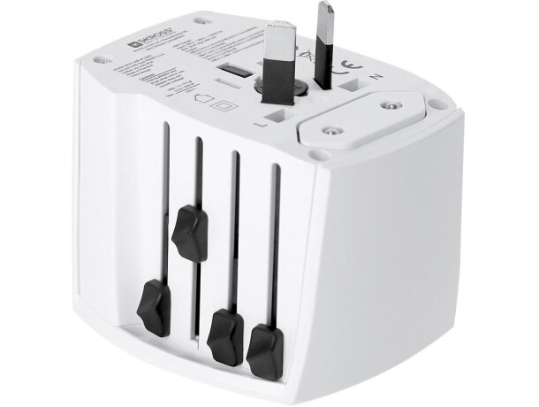 Adaptador viaje universal Skross Muv Usb 30w Pd blanco detalle 2