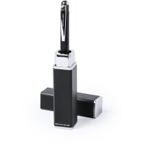 Bolígrafo aluminio trama carbono estuche regalo