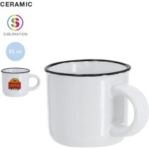 Taza Monbeik cerámica blanca con anilla negra