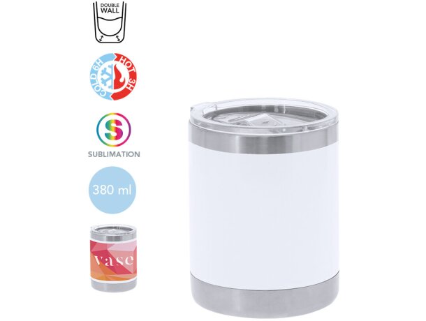Vaso térmico sublimación Teyana 380ml blanco brillo detalle 1