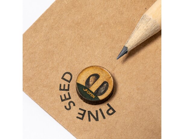 Lápiz de madera personalizado con cápsula de semillas de pino Etesio detalle 4