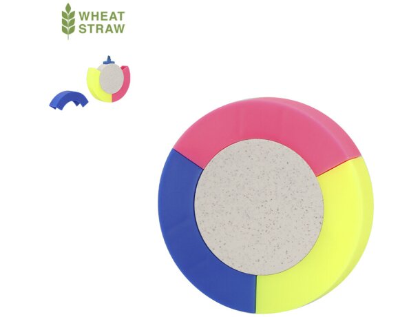 Marcador fluorescente Salmar de caña de trigo con tres colores detalle 1