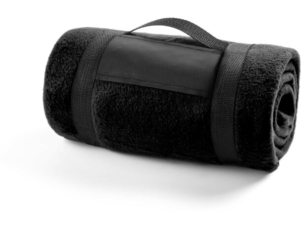 Manta polar de viaje 200 gr personalizada negra Manta polar de viaje 200 gr personalizada negra