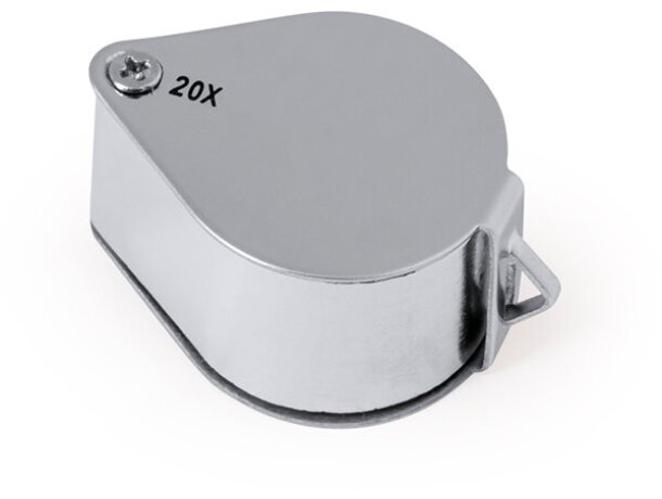 Lupa Rindex 20x metal plateado plegable con estuche acolchado detalle 4
