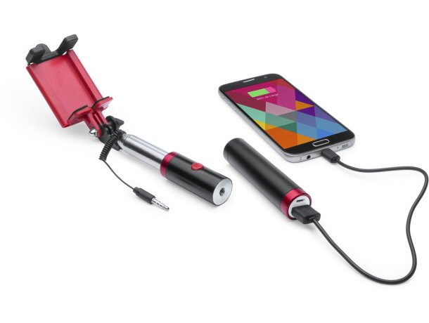 Palo selfie y power bank grabado