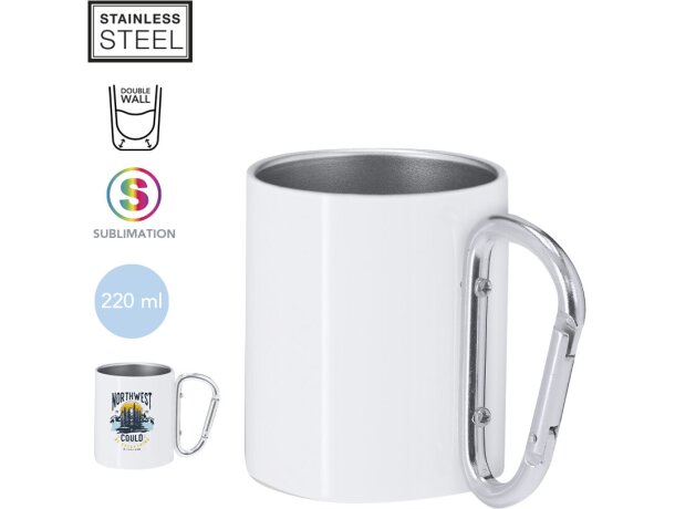 Taza de acero inoxidable Beesbur con asa mosquetón 220ml detalle 1