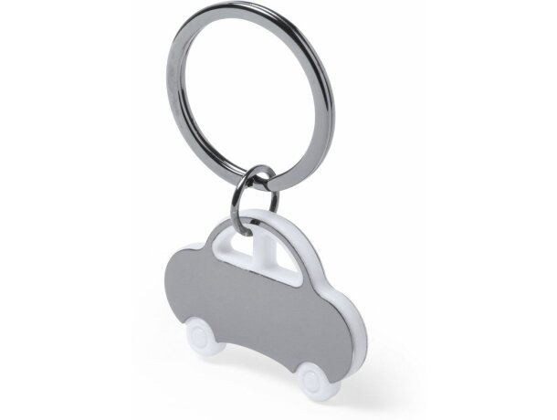 Llavero barato de acero forma coche personalizado blanco