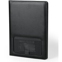 Carpeta de polipiel con bloc y bolsillos personalizada negra Carpeta de polipiel con bloc y bolsillos personalizada negra