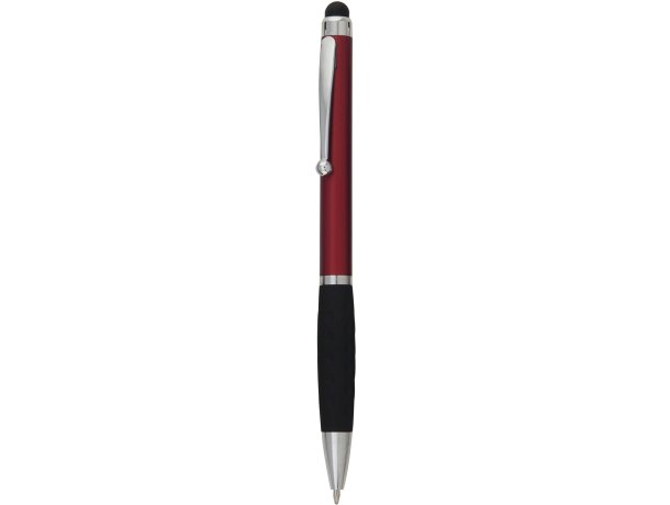 Bolígrafo personalizado puntero táctil Sagur con logo rojo
