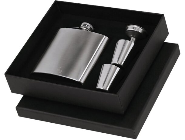 Set petaca Almaz acero inoxidable reciclado 175 ml con vasos detalle 2