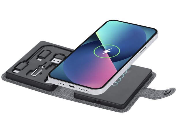 Cargador inalámbrico Zakary 15W con conexión múltiple RPET detalle 4