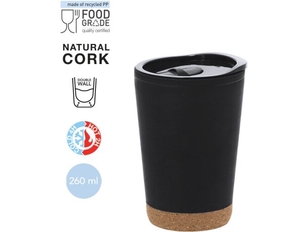 Vaso térmico Doyle de pp reciclado con base de corcho 260ml detalle 1