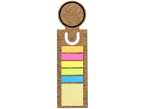 Regla marcapáginas Rusnik en corcho con notas adhesivas detalle 3