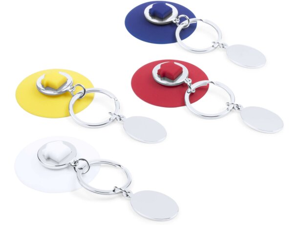 Llavero de colores de silicona y metal blanco para empresas