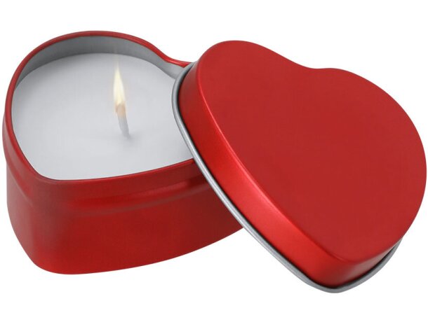 Vela aromática Linxo en caja metálica con forma de corazón detalle 4