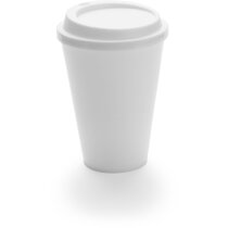Vaso con tapa para llevar personalizado blanco