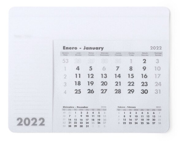 Alfombrilla Rendux con calendario personalizado blanco